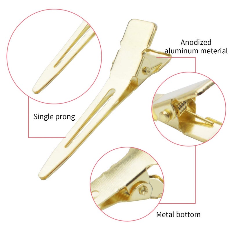 BronaGrand Hair Clips, 100pcs 4.5cm Single Prong Clips Gold Curl Pins Duckbill Section Clips for Hair Extensions Styling Crafting - Image 4